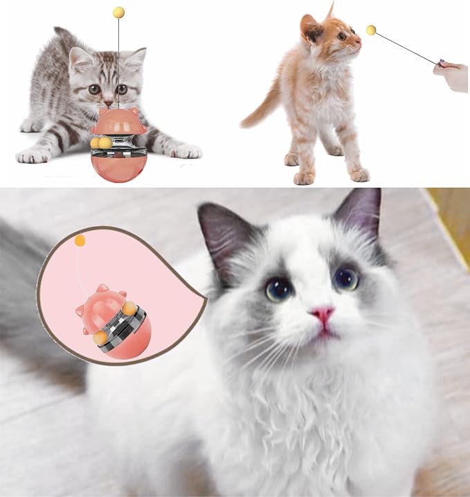 Cat Treat Dispenser Tumbler Interactive Puzzle Feeder, Cat Snacks Temptations Ball Food Puzzle Toy
