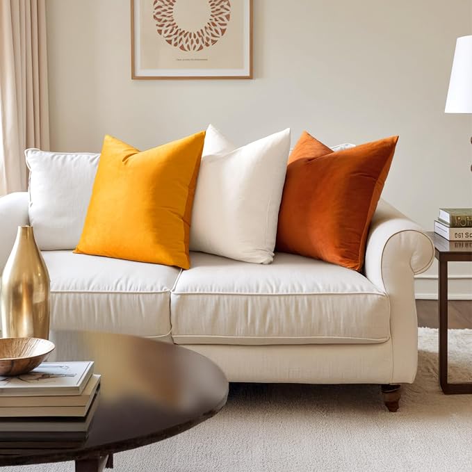 MIULEE Velvet Throw Pillow Covers 18x18 Inch Pack of 2 Gold | Soft Solid Decorative Pillow Covers, Modern Luxury Home Decor, for Couch Chair Sofa Bedroom Livingroom