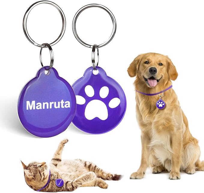 RFID Microchip Replacement Collar Tag 2 Pack for Cats and Dogs Use for Smart Auto Pet Door and Feeder 1.1 Inch Dia Waterproof (Blue)