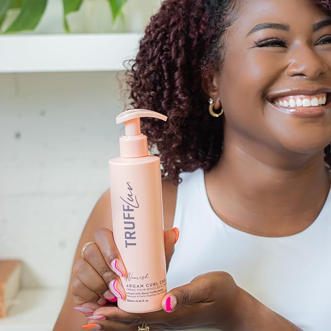 TruffLuv | Nourish Collection Argan Curl Cream, Infused with Black Truffle Extract, Curl Defining Styling Cream, Enhances Curls & Waves, De-Frizzes & Smooths, Paraben Free, Sulfate Free, 8.45 Fl Oz