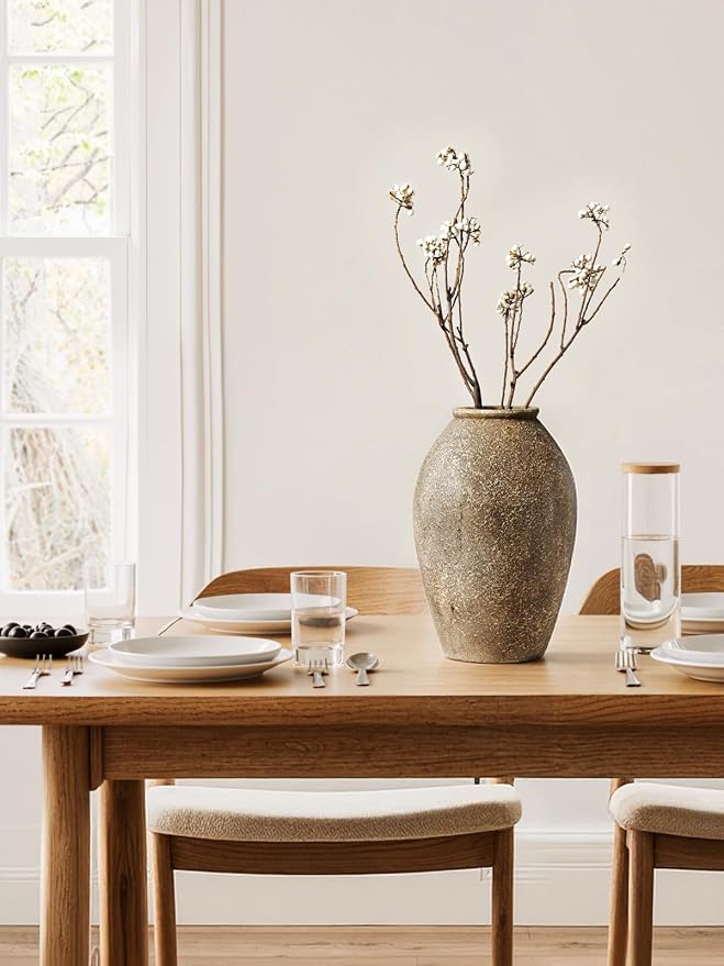 LE TAUCI Ceramic Vase, 11.5 Inch Large Rustic Farmhouse Vase, Tall Vase for Home Decor, Living Room Table & Mantel Centerpiece, Watertight & Sturdy, Sandstone Brown