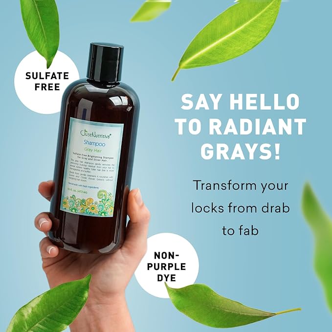Just Nutritive Gray Hair Shampoo | Gray Hair Treatment | Just Natural Hair Care | Natural Shampoo 16 Oz