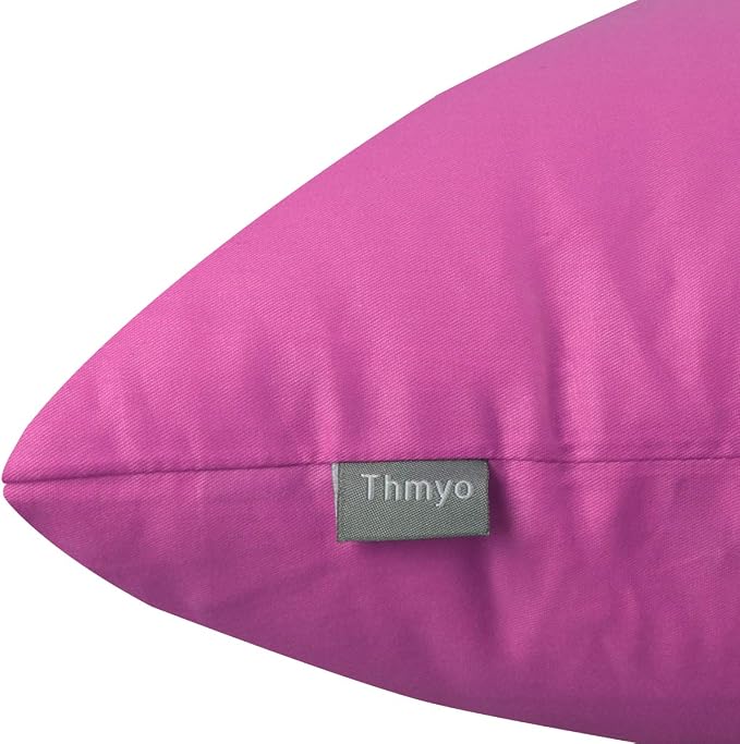 Thmyo 4-Pack 100% Cotton Comfortable Solid Decorative Throw Pillow Case, Square Cushion Cover Pillowcase Sublimation Blank Pillow Covers DIY Throw Pillowcase for Couch(16x16 inch/ 40x40cm,Rose red)