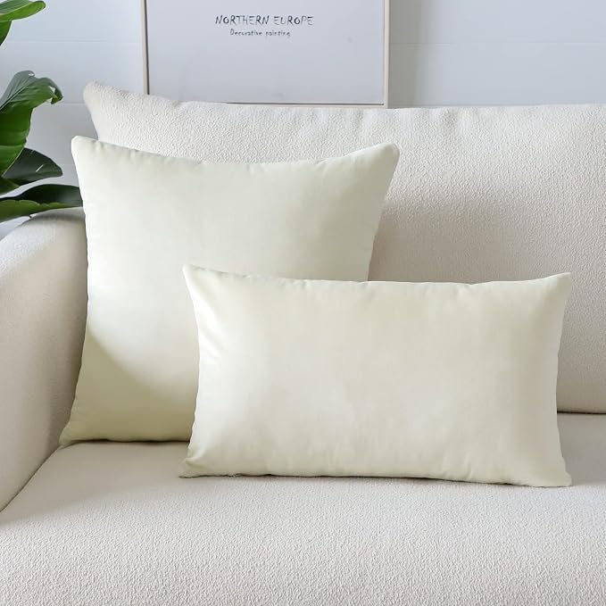 Artscope Luxury Velvet Pillow Covers Super Soft Decorative Square Throw Pillow Covers Case Cushion Covers for Sofa Couch Bedroom Car Decor 16x16 Inch Cream White
