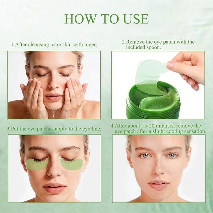 Under Eye Patches for Dark Circles and Puffiness, Aloe Vera Eye Masks 60 Pcs, Anti-Aging Eye Treatment to Reduce Wrinkles & Fine Lines, Hydrating & Firming Under Eye Skin with Natural Ingredients