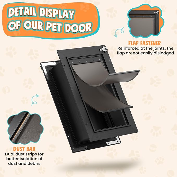 2-Flap Medium Dog Door for Wall, All Aluminum Doggy Door, Pets Up to 45 LB | Magnetic Seal, Energy Efficient, Wide Telescoping Tunnel for Walls, Durable Rust Resistant, Closing Panel, Safety Locks