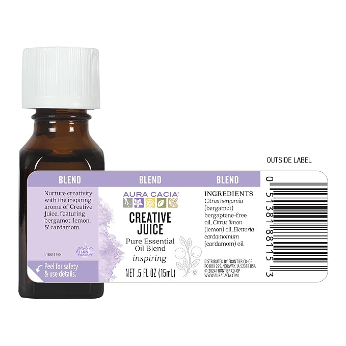 Aura Cacia Essential Solutions Oil Blend, Creative Juice, 0.5 Fluid Ounce