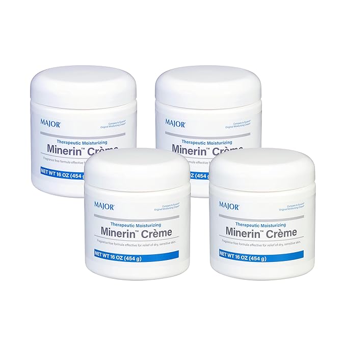 Major Therapeutic Moisturizing Minerin Créme - Body Cream Moisturizer for Dry Skin - Fragrance-Free - 16 Oz. (4 Pack)