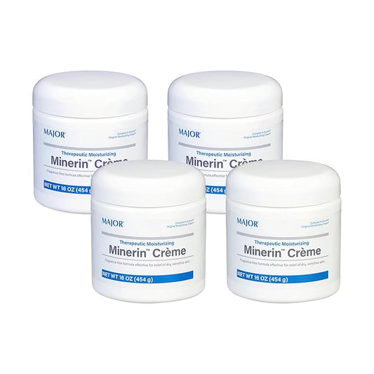 Major Therapeutic Moisturizing Minerin Créme - Body Cream Moisturizer for Dry Skin - Fragrance-Free - 16 Oz. (4 Pack)