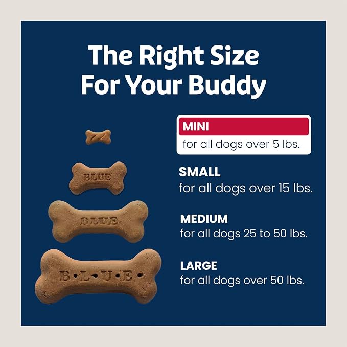 Blue Buffalo Bones Beef Mini Dog Biscuits, 12 oz, 4 ct | Real Beef First, Classic Bone-Shaped Biscuit, No BHA, Meat & Bone Meal, or Artificial Preservatives,