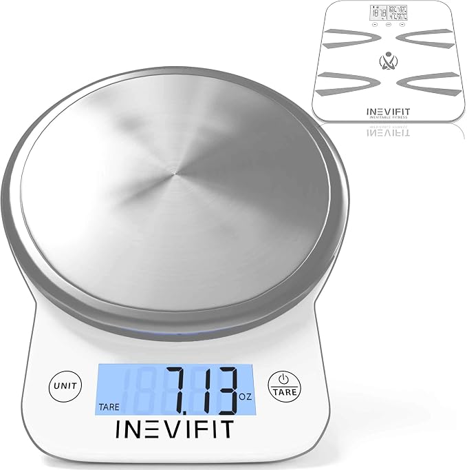INEVIFIT Body Analyzer Scale & Digital Kitchen Scale Fitness Bundle, Complete Body Composition and Nutrition Tracking Solution with Batteries Included