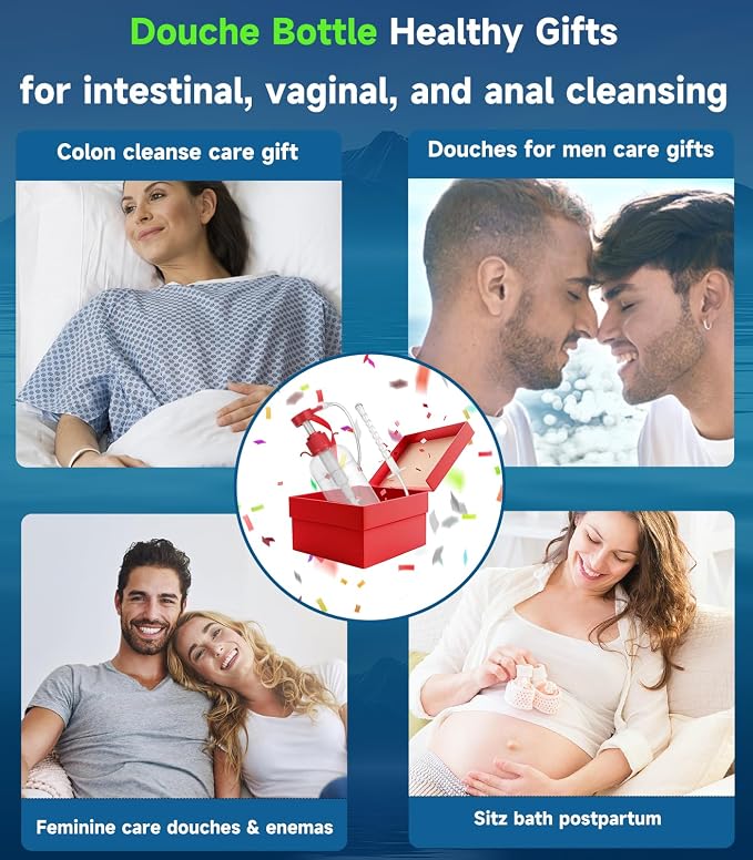 Enema Kit for Colon Cleansing - Anal Douche Anti Back-Flow Design for Feminine Personal Care,Vaginal Douche for Women/Douches for Men with 3 Nozzles 600ML