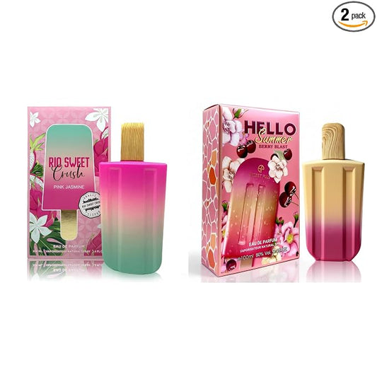 A CENTER 2PCS Perfume Set for Women - Floral Fragrance Gift Set with Vanilla,Sweet Fruity, Eau De Parfume| 3.4 Fl Oz Each Women's Cologne(RioJasmine&Hello Summer Berry)