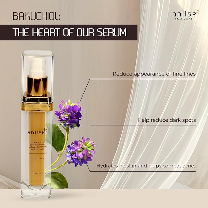 Anti-Aging Bakuchiol Serum – Retinol Alternative for Fine Lines, Wrinkles, Firmness & Hydration – With Hyaluronic Acid, Biotin & Botanicals – Face & Neck Serum for All Skin Types – 1 fl oz