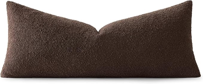 MIULEE Textured Boucle Lumbar Pillow Cover for Bed 14x36 Cocoa Brown | Pack of 1 Textured Neutral Fall Couch Throw Pillow Cover, Accent Solid Long Body Pillowcase, Sofa Living Room Home Decor