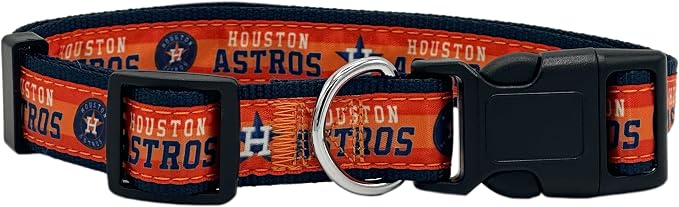 MLB Houston AstrosLicensed PET COLLAR- Heavy-Duty, Strong, and Durable Dog Collar. Available in 29 Baseball Teams and 4 Sizes