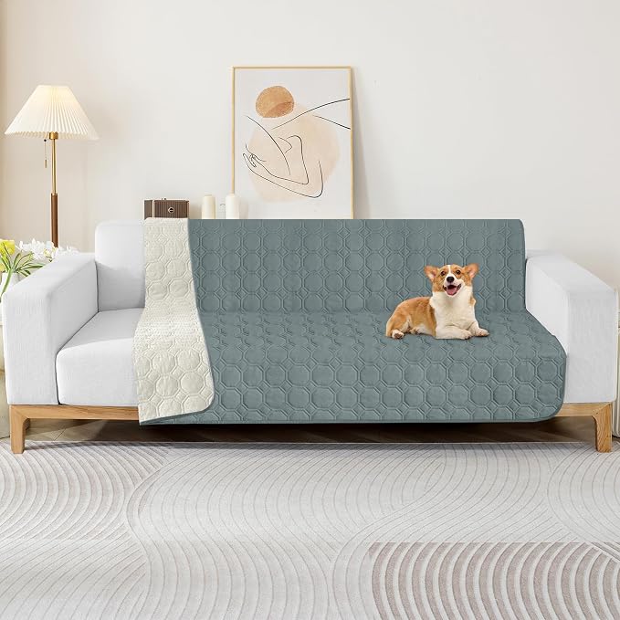 ZNSAYOTX Ultimate Cozy Blankets (40"x50") 100% Waterproof Chaise Mat Blanket for Dog Pets, Bed Couch Sofa Protector with Non-Slip Back Washable Durable, Pee Scratch Proof Easy to Clean (Dark Grey)