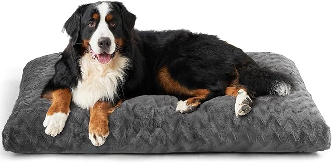 EHEYCIGA Washable XL Dog Beds Large Sized Dog, 44x32 Inch Pet Bed, Charcoal | Plush and Comfy Kennel Pad, Soft Dog Crate Mat, Deluxe Pet Sleeping Mat, Large Bed for Dog Up to 85 lbs