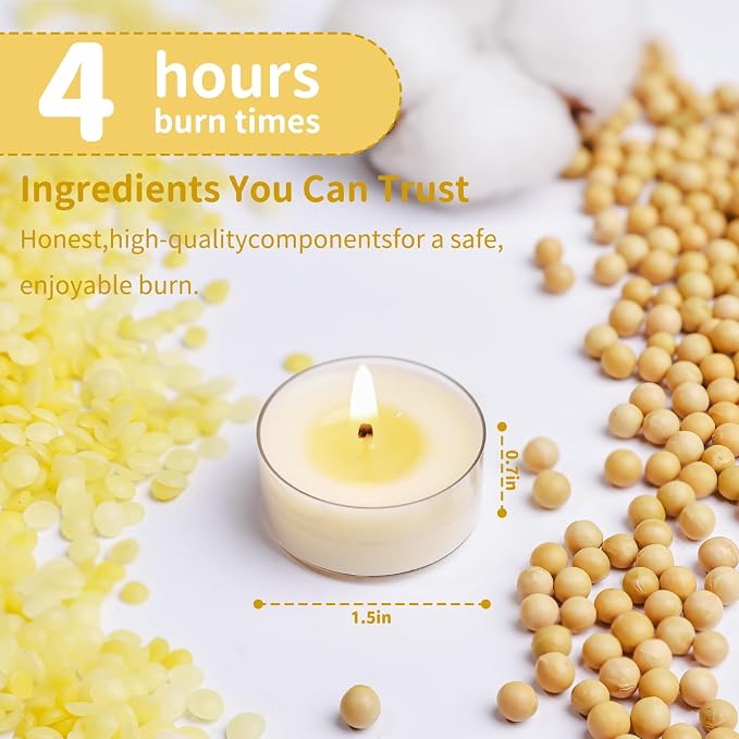 12 Pack Beeswax Tealight Candles, Lavender Scented Tea Light Candles, 4 Hours White Tea, Soy & Beeswax Candle with Essential & Natural Oils for Home & Party (Lavender)