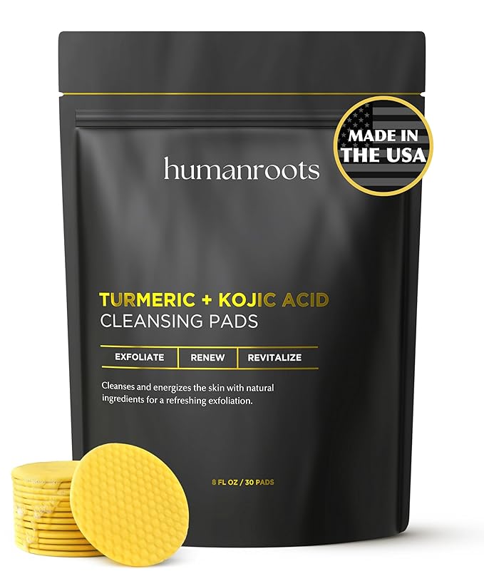 Turmeric Kojic Acid Cleansing Pads - Turmeric Face Scrub Pads with Vitamin C (30 pads), Kojic Acid and Turmeric Cleansing Pads for Exfoliation - Made With Vitamin B5