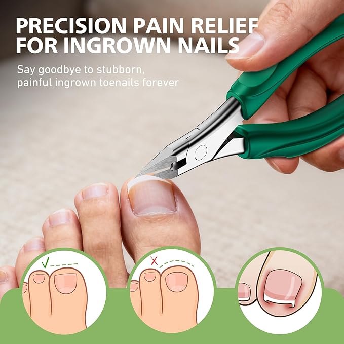 BALUCA Professional Straight Edge Toenail Clippers for Thick Nails & Ingrown Toenails - Heavy Duty Long Handle Nail Clippers for Seniors and Adults with Precision Design for Pain-Free Grooming,Green