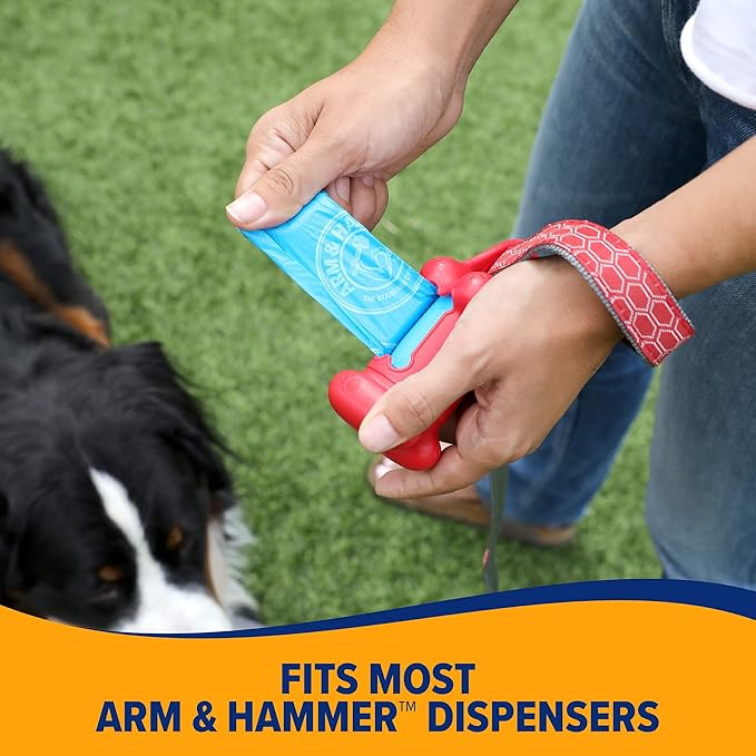 Arm & Hammer Durable Disposable Dog And Cat Waste Bags With Activated Baking Soda, 180 Dog Poop Bags, 9 x 14 Inches, Blue | With Activated Baking Soda, 9 x 14 In