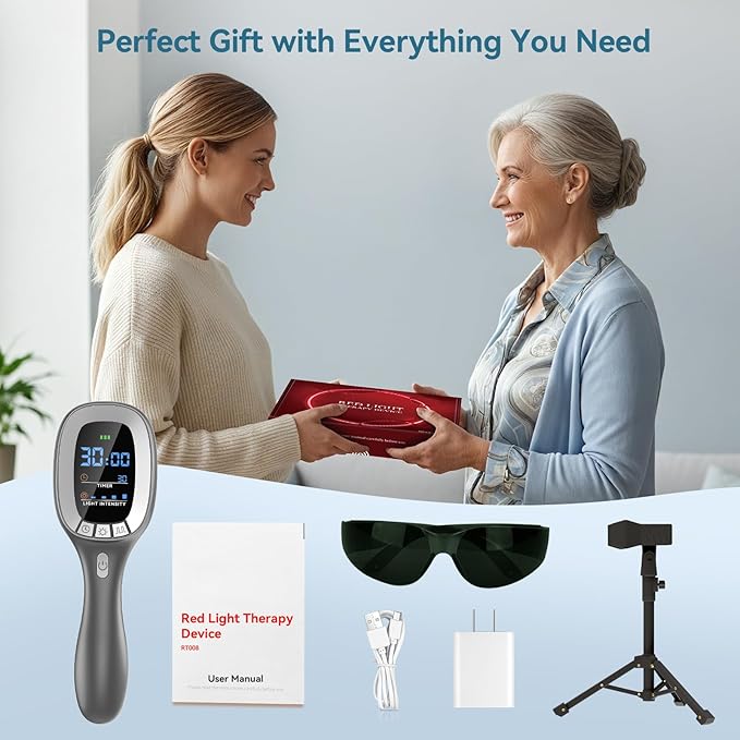 Red & Near Infrared Light Therapy Wand with Stand – Handheld Dual-Wavelength 8×808nm & 30×650nm, Rechargeable Cold Red Light Therapy Device for Home Wellness and Pet Use
