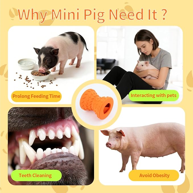 Treat Dispensing Ball for Pigs, Pig Enrichment Toys Food Dispenser for Mini Pigs, Slow Feeder Training Toy Pet Interactive Foraging & Rooting Toys for Pigs to Play with