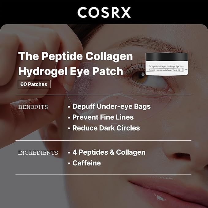 COSRX Snail Mucin Sheet Mask 10 EA + Peptide Collagen Hydrogel Eye Patch, Korean Skin Care