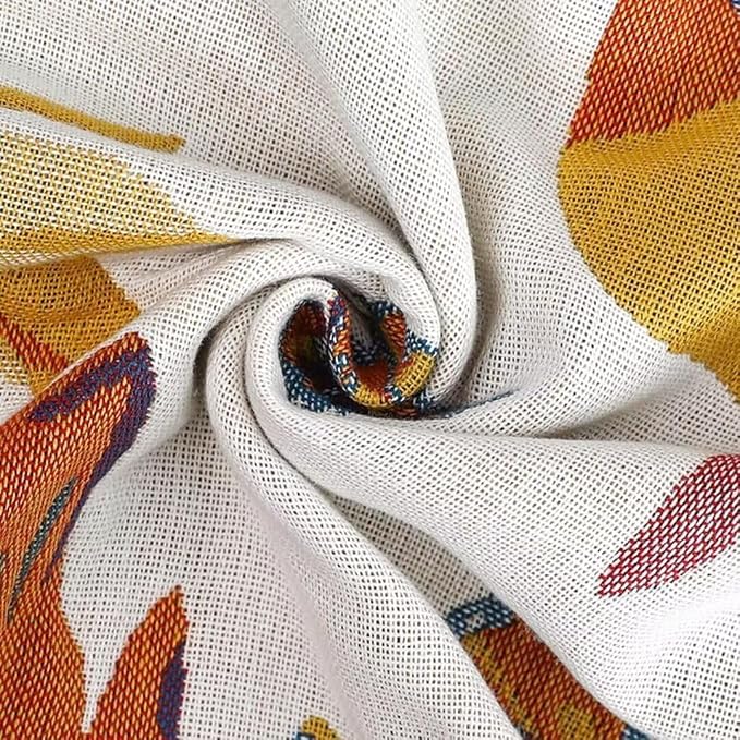 Boho Throw Blanket for Bed 100% Cotton Bohemian Blankets Ultra Soft Woven Muslin Decorative Blankets All Seasons Vintage Quilt Knitted Blanket for Sofa Chair(Yellow, 90"x98")