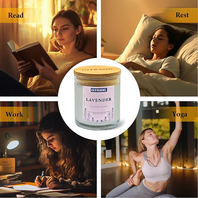 Lavender Scented Candle, 31.8 oz Soy Wax Candles for Home Aromatherapy, Relaxation Gifts for Women, Long Lasting Time (240-270 Hrs) for Bedroom Yoga Garden Patio Birthday Party,Set of 3