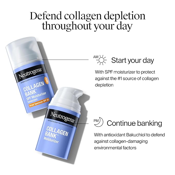 Neutrogena Collagen Bank Face Moisturizer with SPF 30 Sunscreen, Larger Size Anti-Aging Face & Neck Collagen Cream, Micro-Peptide, Support & Defend Skin’s Natural Collagen, 2.7 fl oz