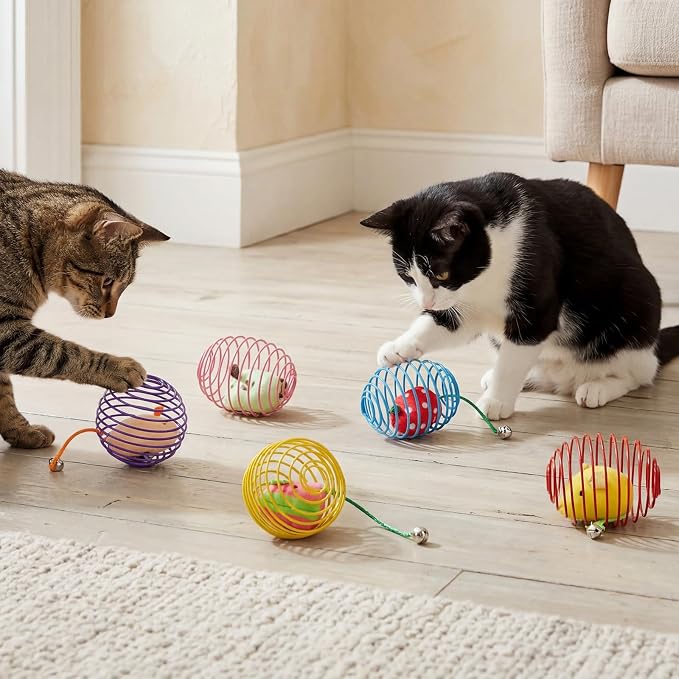 Jecery 5 Pcs Cat Toys Spring,Fruit Mouse,Multicolor