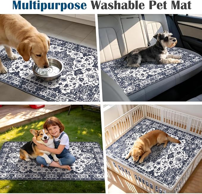 Washable Pee Pads for Dogs, 2 Pack Reusable Puppy Training Pads 72"x72" Super Absorbent Waterproof Dog Training Pads, Non-Slip Potty Pads, Whelping Pads Litter Mat Navy Blue