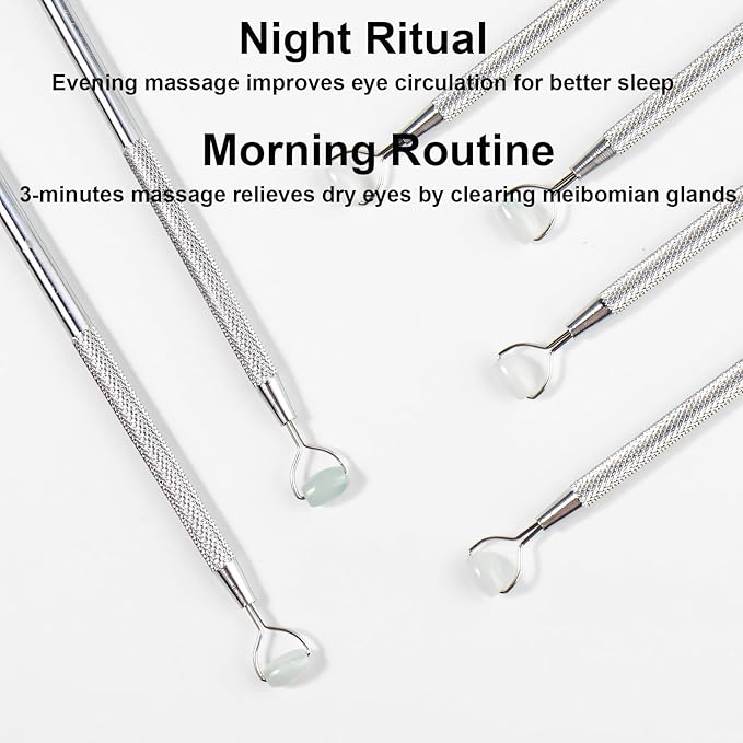 Metal Eyelid Massage Wand for Dry Eyes,Eyelid Roller for Chalazion,Stye & MGD Relief,Improves Meibum Flow & Unclogs Oil Glands,Gentle Meibomian Gland Expression for Blocked Eyelid Glands (mini)