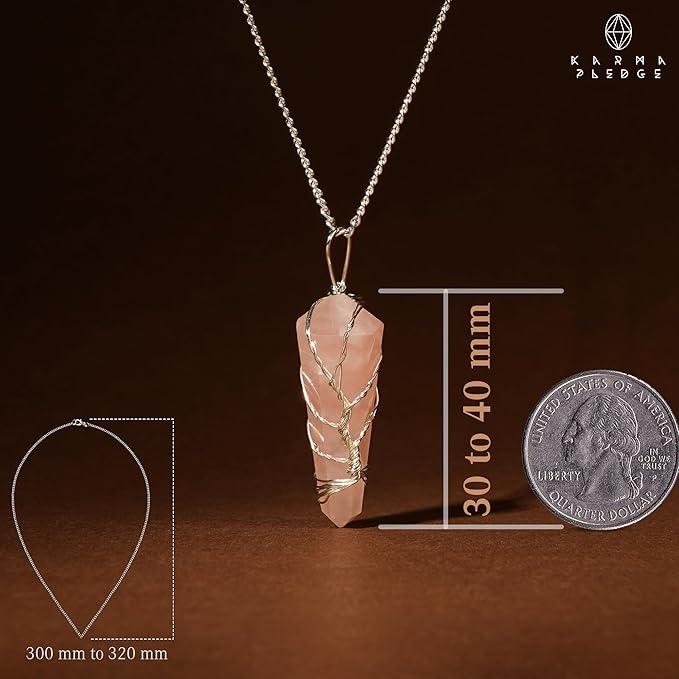 Handmade 7 Chakra Tree of Life with Rose Quartz Pendant Unique Birthday Gifts for Women, Mom, Sister, Friends, Healing Crystal Tee Bring Money, Good Luck, Positivity, Love Anniversary Gifts for Her