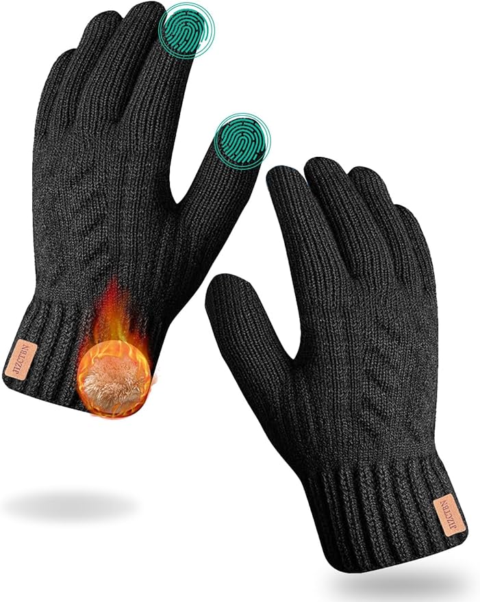 JIZCTBN Winter Thermal Gloves for Men Women - Upgraded Touch Screen Warm Fleece Lining Gloves for Running, Cold Weather