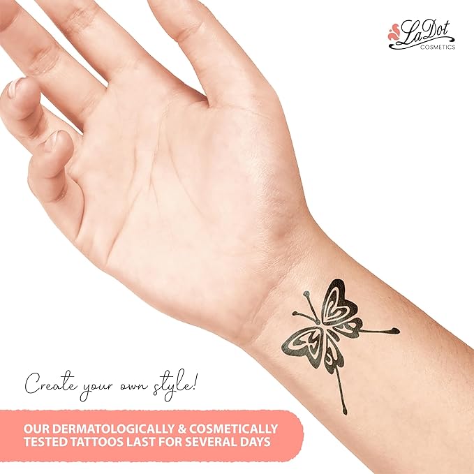 LaDot Temporary Tattoo Stamp– Easy-to-Use Reusable Ceramic Skin Stamp for Creating Custom Temporary Tattoos – Fun Body Art Tool for Parties, Events, and Festivals (Butterfly, Large)