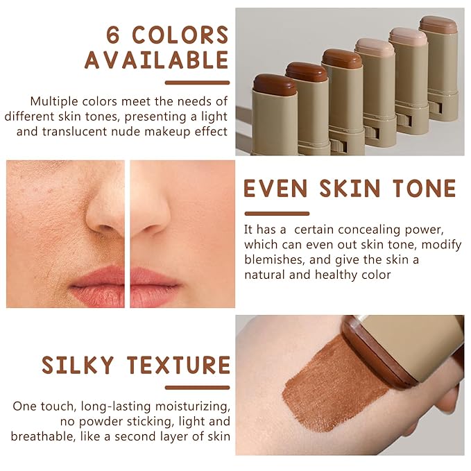 2PCS Foundation Stick Beauty Balm Serum Boosted Skin Tint, Solid Tinted Moisturizing Serum Contour Stick, Natural Fit, Moisturizing ＆ Concealing Foundation Sticks (#05)