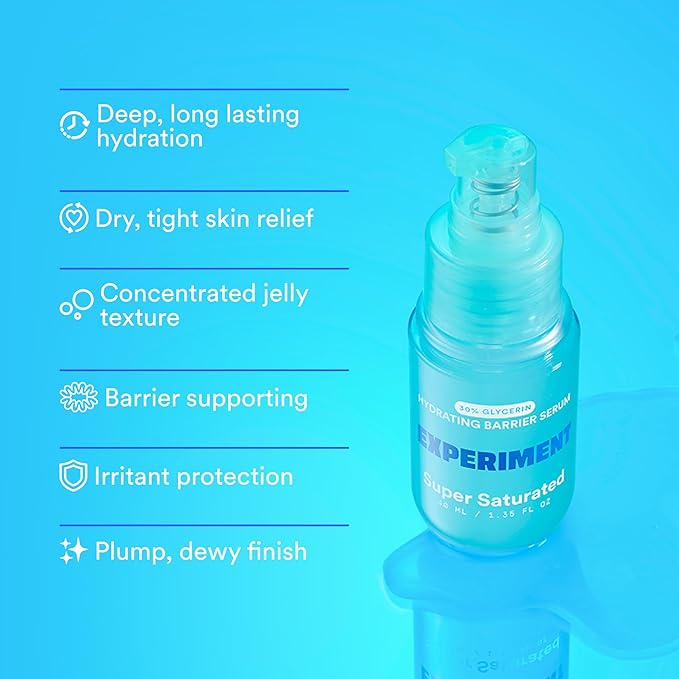 Experiment Super Saturated Ultra Hydrating Barrier Serum - 30% Glycerin, Polyglutamic Acid + Prickly Pear for Intensive Moisture, Plump + Dewy Skin, 1.35 FL OZ - Hydrating Serum for All Skin Types