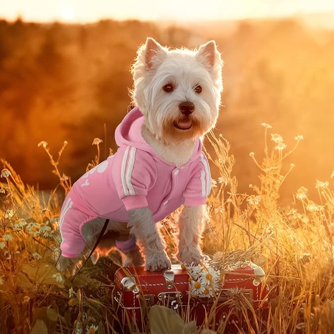 Dog Hoodie Security Clothes 4 Legs Jumpsuit Sweatshirt Hoodies Soft & Warm Dog Outfit Pullover Dog Winter Clothes Sweater for Small Medium Large Dogs Cats (Pink, Large)