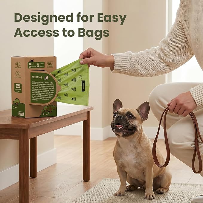 Pogi's Dog Poop Bags with Handles, Thick & Leak-Proof, Unscented, 300 Bags | Large dog waste bags with easy-tie handles that knot shut fast and one-handed. Thick and leak-proof, 9 x 13 in