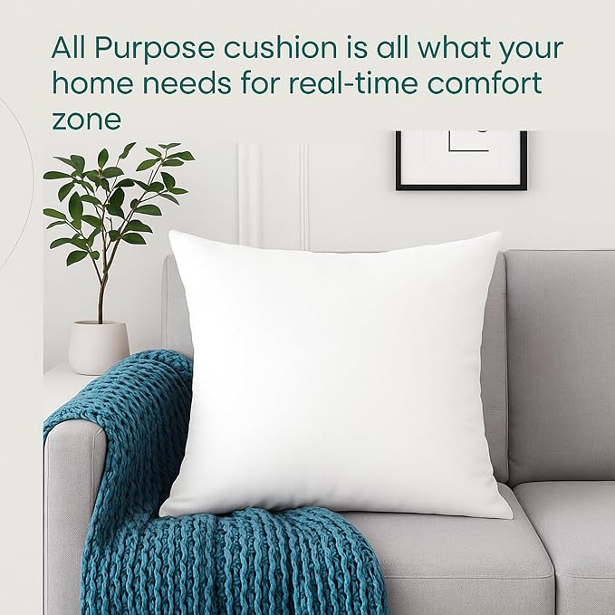 LANE LINEN Throw Pillow Insert - Pack of 2 16x16 Pillow Inserts for Decorative Pillow Covers, Throw Pillows Insert for Couch - White | Classic Solid Inserts For Couch & Chair Support - Shape Retention, Ultra-Soft 120 GSM Fabric, Home decors inserts