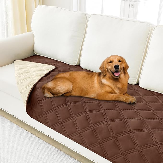 Smiry Waterproof Dog Bed Cover, Reversible Pet Blanket for Sofa Couch | Soft Washable Dog Blanket, Leakproof Couch Cover for Dogs Cats & Furniture Protection, 30x70, Brown/Beige
