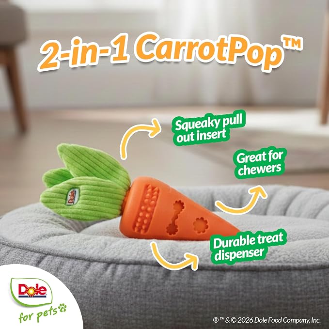 Dog Puzzle Toy with Crinkle Squeak Insert, Dog Enrichment Toys, Carrot Dog Treat Toy, Great Mental Stimulation for Dogs