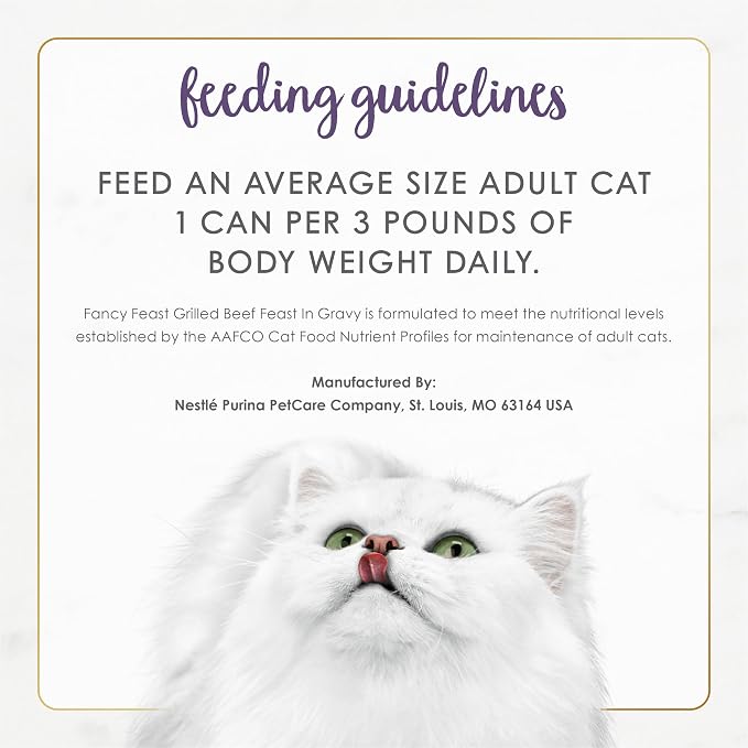 Fancy Feast Purina Grilled Wet Cat Food Beef Feast in Wet Cat Food Gravy - 3 oz. Cans (Pack of 48)