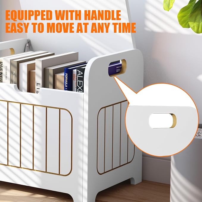 Aenuert Storage Chests, Small Cube Organizer Box,Wooden Entryway Storage (White, With Handle)