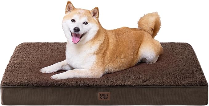 EHEYCIGA Orthopedic Dog Bed Large with Removable Washable Cover, 36IN Brown | Egg Crate Foam Support, Durable Oxford fabric, Non-Slip Bottom, Machine Washable, Soft Waterproof Plush Pet Bed Mat For Crate