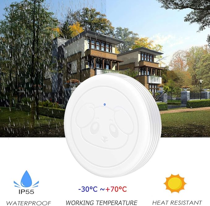 Dog Door Bell Wireless Doggie Doorbells for Potty Training with Waterproof Touch Button Dog Bells 1 Receiver and 4 Transmitters, White