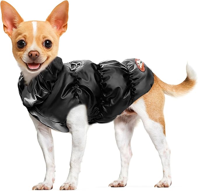 ABRRLO Winter Warm Dog Jacket for Small Medium Dogs Cat Cold Weather Coats with Harness Paded Dogs Fleece Vest Waterproof Windproof Dog Snow Jacket Pet Puppy Clothes (Black,XL)